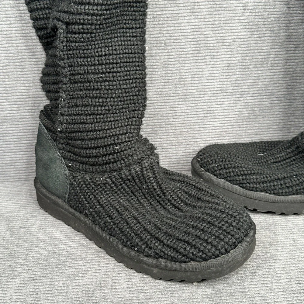 UGG Australia Classic Cardy Black‎ Knit Tall Boots 5819 Womens Size 7